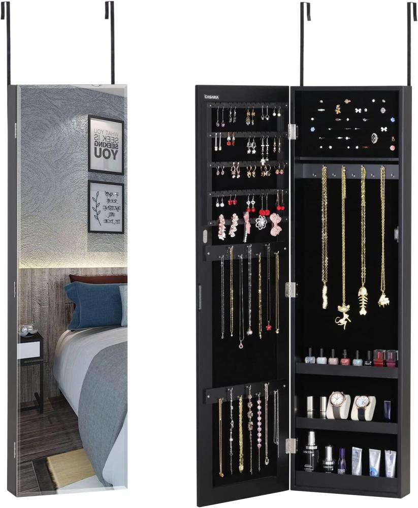 Casaria Schmuckschrank Schmuckregal mit Spiegel hängend schwarz Bild 1
