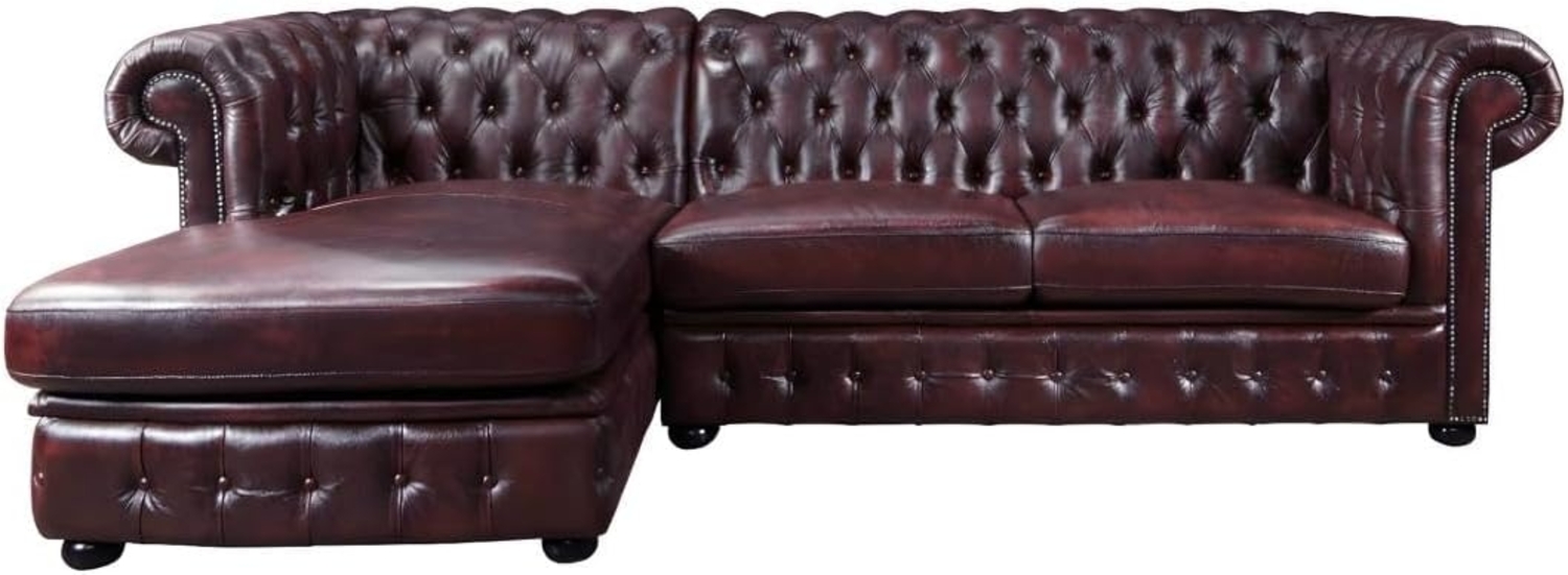 Vente-unique - Chesterfield Ecksofa - Ecke Links - Büffelleder - Rotbraun - BRENTON Bild 1