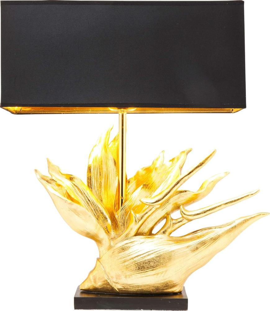 Kare Design Tischleuchte Tropical Flower, Schwarz/Gold, Tischleuchte Tischlampe, Stahl Stange, 65x51x22 cm (H/B/T) Bild 1