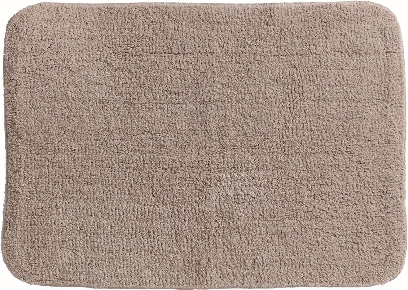 Spirella Badteppich Badematte Duschvorleger CAMPUS 100% Baumwolle Hochflor | flauschig | rutschhemmend | geeignet für Fußbodenheizung | 50x70 cm | Beige Bild 1