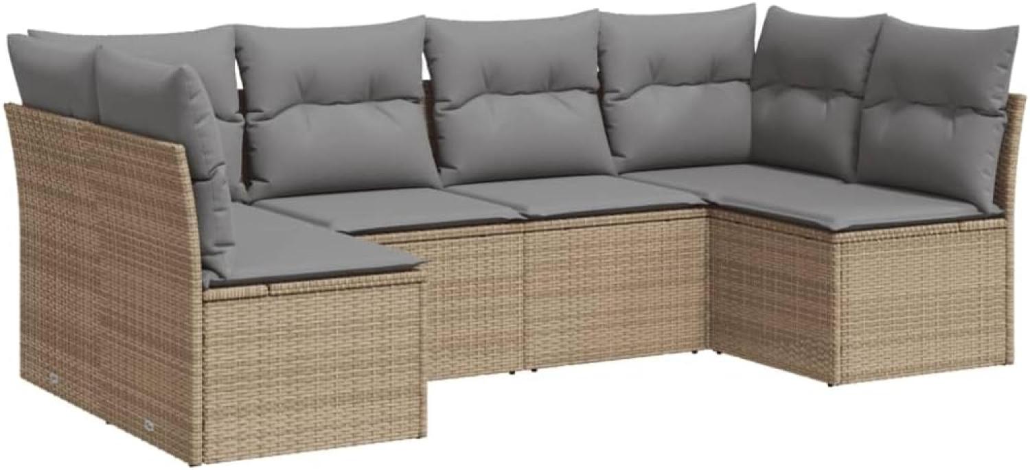 vidaXL 6-tlg. Garten-Sofagarnitur mit Kissen Beige Poly Rattan 3217389 Bild 1