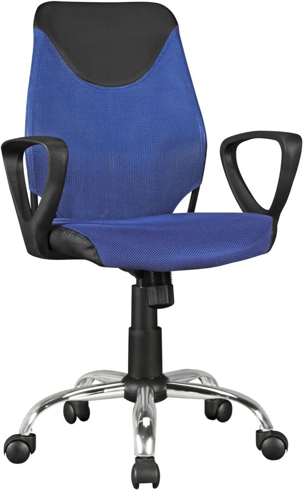 Kinder Schreibtischstuhl Jugenstuhl KiKa, ergonomisch, höhenverstellbar, Schwarz Blau Bild 1