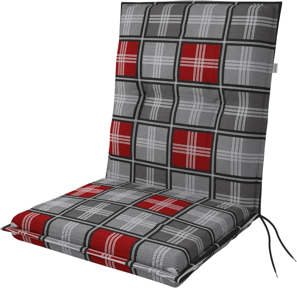 Doppler Niederlehnerauflage Motion XL ca. 100 x 52 x 8 cm karo rot grau Bild 1