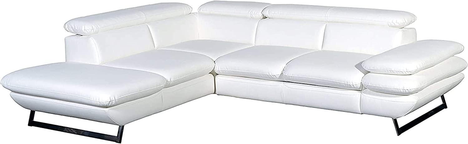 Mivano Ecksofa Prestige / Schlafsofa in L-Form mit Ottomane und Bettfunktion / Kopfstützen und Armlehne verstellbar / 265 x 74 x 223 / Kunstleder, weiß Bild 1