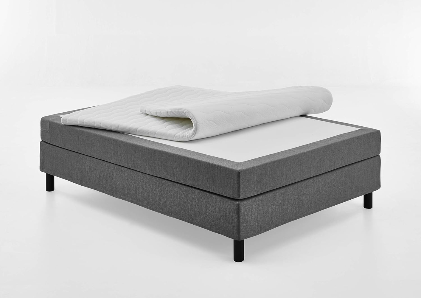 Atlantic Home Collection Happy Boxbett ohne Kopfteil, Bonellfederkern-Matratze, Härtegrad H2, Stoff, Grau, 120x200 Bild 1