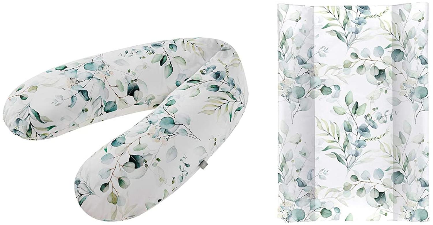 Rotho Babydesign Stillkissen-Set Multi, 190x35 cm, Inkl. Keilwickelauflage, 70x50 cm, ab 0 Monate, Natural Leaves Bild 1