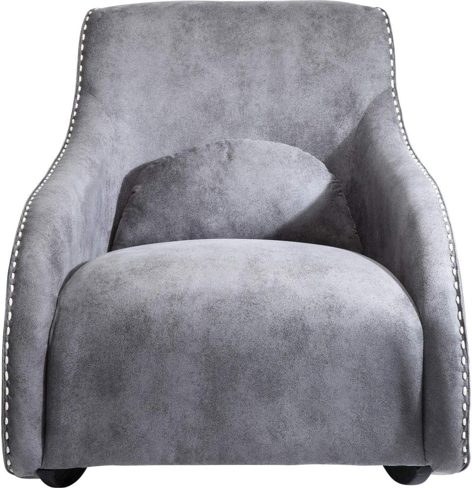 Kare Sessel Swing Ritmo Grau, Schaukelsessel aus pflegeleichtem Polyester Stoff, Schaukelstuhl im Vintage Style, gemütlicher Loungesessel mit Kippfunktion (H/B/T) 83 x 76 x 74 cm Bild 1