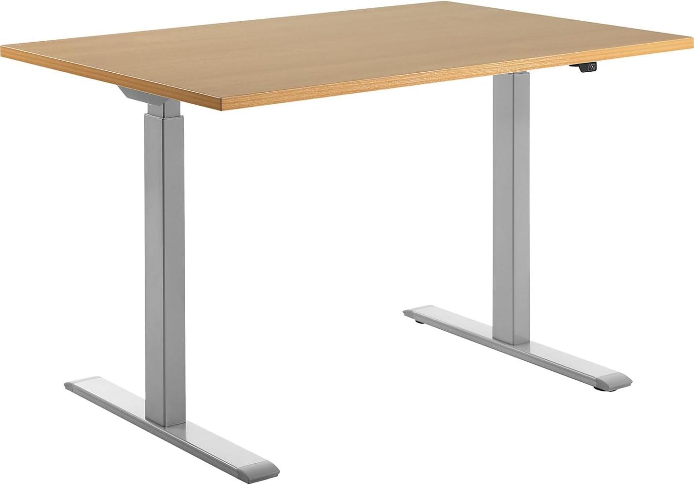 TOPSTAR | Schreibtisch | elektrisch höhenverstellbar | BxT 1200 x 800 mm | Platte Buche-Dekor | Gestell grau Bild 1