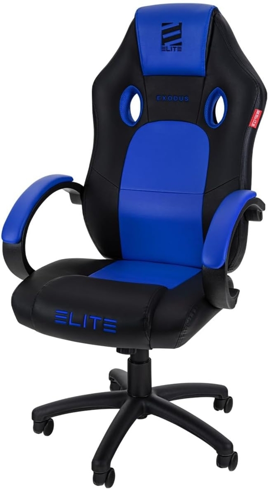 ELITE Gaming Stuhl MG100 EXODUS - Ergonomischer Bürostuhl - Schreibtischstuhl - Chefsessel - Sessel - Racing Gaming-Stuhl - Gamingstuhl - Drehstuhl - Chair - Kunstleder Sportsitz (Schwarz/Blau) Bild 1