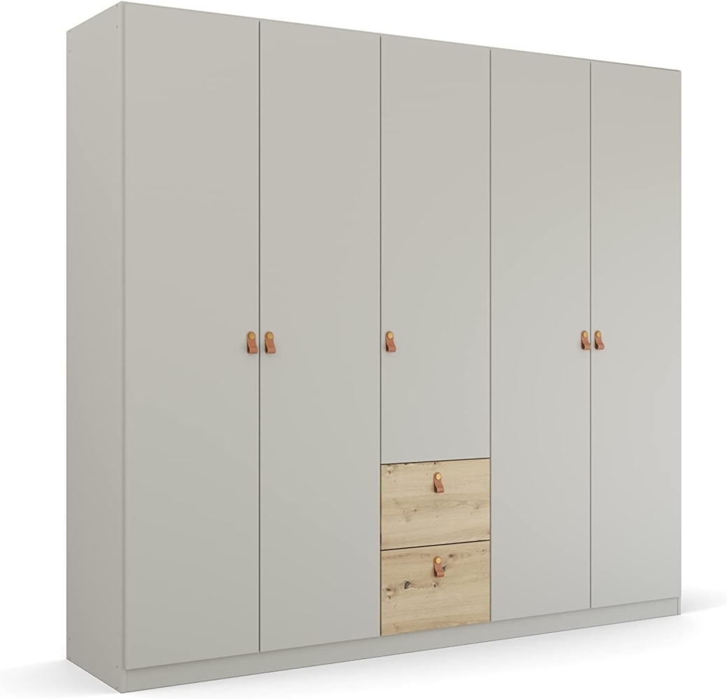 Rauch Möbel Homey by Quadra Spin Schrank Drehtürenschrank, Grau, 5-trg, inkl. 3 Kleiderstangen, 3 Einlegeböden, 2 Schubkästen, BxHxT 226 x 210 x 54 cm Bild 1