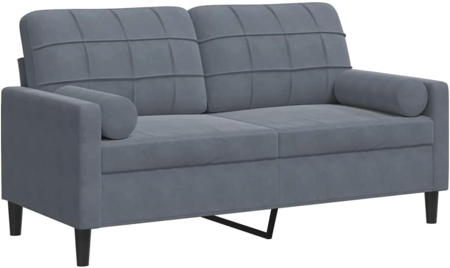 2-Sitzer-Sofa mit Zierkissen Dunkelgrau 140 cm Samt 3278220 Bild 1