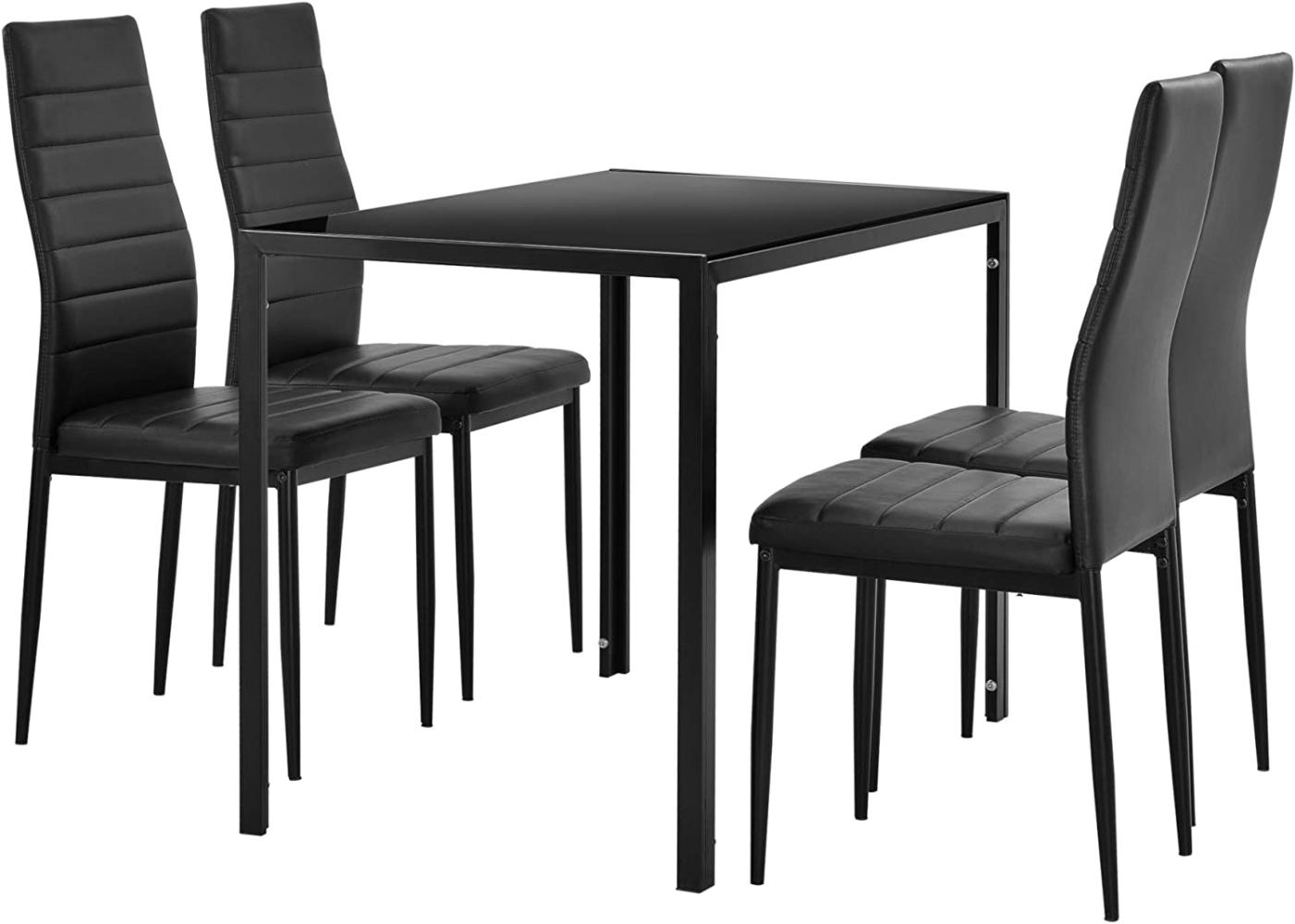 Essgruppe Bergen (Set, 5-tlg) 105x60x75 cm schwarz [en. casa] Bild 1