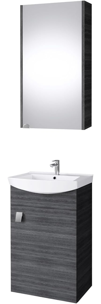 Planetmöbel Badmöbel Set aus Waschtisch + Waschbecken + Spiegelschranki, Gäste Bad WC, Farbe Anthrazit Bild 1