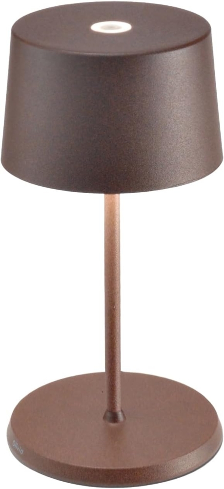 Zafferano, Olivia Mini Lampe, Tragbare und Wiederaufladbare Tischlampe mit Touch Control, Geeignet für Wohnzimmer und Außenbereich, Dimmer, 2200-3000 K, Höhe 22 cm, Farbe Corten Bild 1