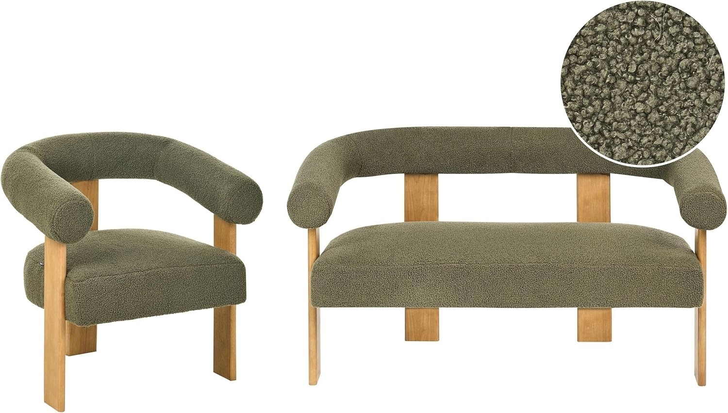 Sofa Set ILBRO Bouclé Grün Hellbraun Bild 1