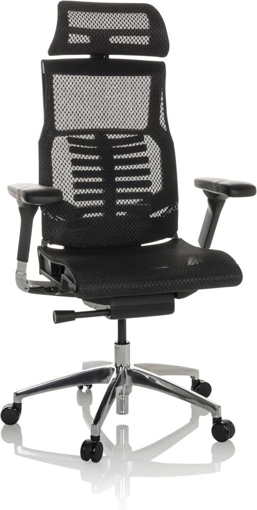 hjh OFFICE Profi Bürostuhl DYNAFIT II Netz ergonomischer Drehstuhl mit Flexibler Lordosenstütze, Schwarz, 652284 Bild 1