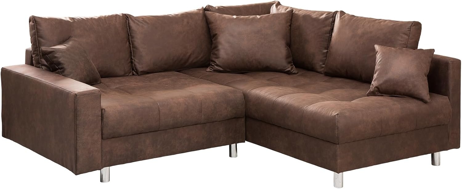 riess-ambiente Ecksofa KENT 220cm braun, Set 2 Teile, Wohnzimmer · Couch · Microfaser · Federkern · inkl. Hocker · Design Bild 1