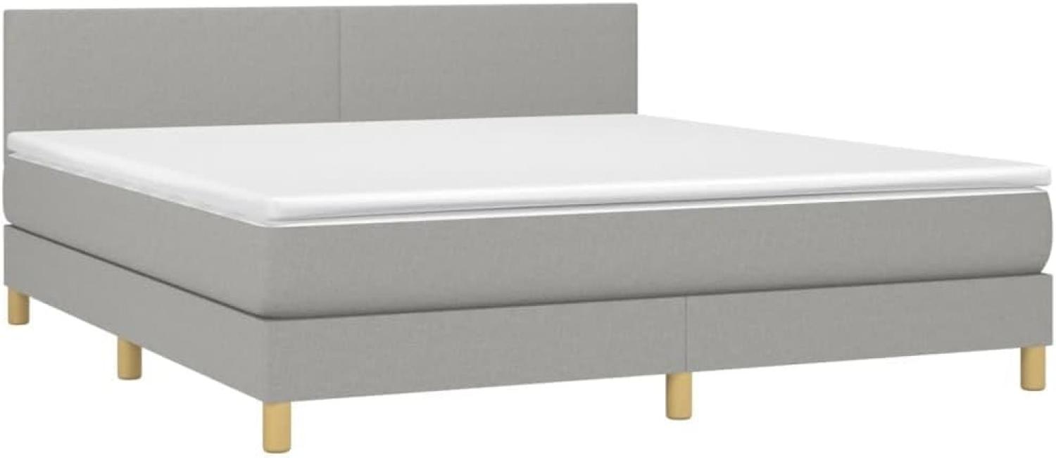 vidaXL Boxspringbett mit Matratze Hellgrau 160x200 cm Stoff 3140465 Bild 1