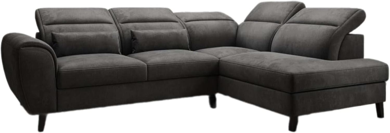 Designer Sofa Nobile mit verstellbarer Rückenlehne Samt Anthrazit Rechts Bild 1