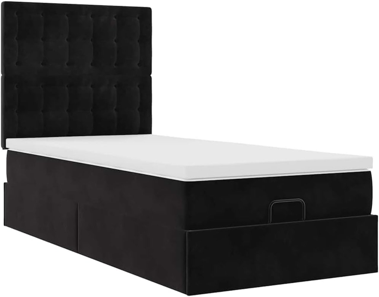 Ottoman-Bett mit Matratzen Schwarz 100x200 cm Samt 3313597 Bild 1