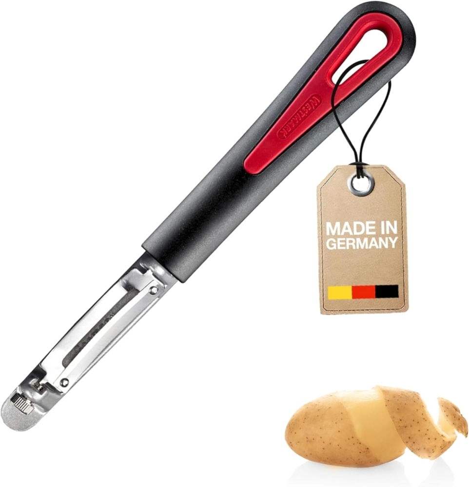 WESTMARK Sparschäler "Pomfix Gallant" 18,5 cm schwarz/rot gebogene Klinge Bild 1