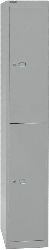 Bisley Garderobenschrank Office, 1 Abteil, 2 Fächer, T 457 mm, Farbe silber Bild 1