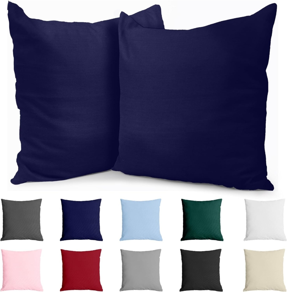 Dreamzie Kissenbezug 60x60 cm (2er Pack)- 100% Jersey Baumwolle 150 g/qm Kissenbezüge -Dunkelblau - Für Kissen 60x60 cm - Kissenhülle - Kissenbezug - Resistent und Hypoallergen Bild 1
