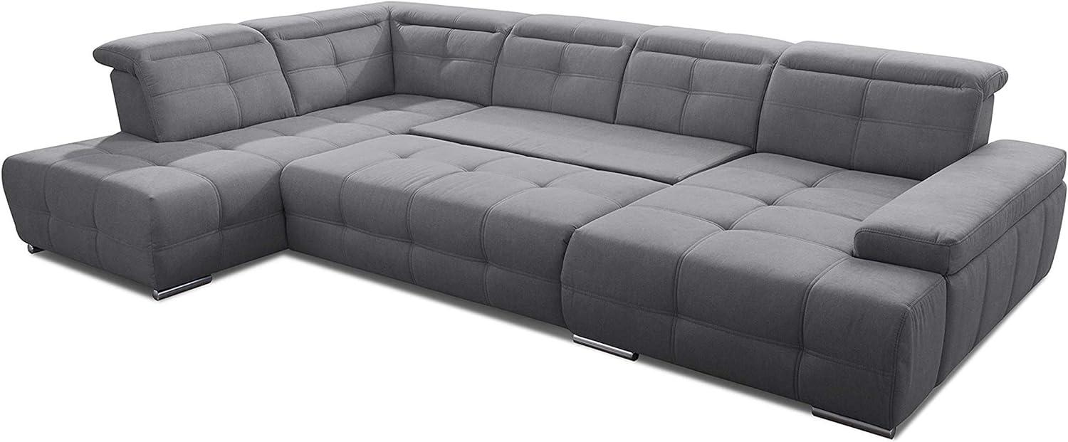 Cavadore Wohnlandschaft Mistrel mit Bettfunktion / Schlafsofa mit leichter Fleckentfernung dank Soft Clean / Geeignet für Haushalte mit Kindern, Haustieren /343 x 77 x 228 / grau Bild 1