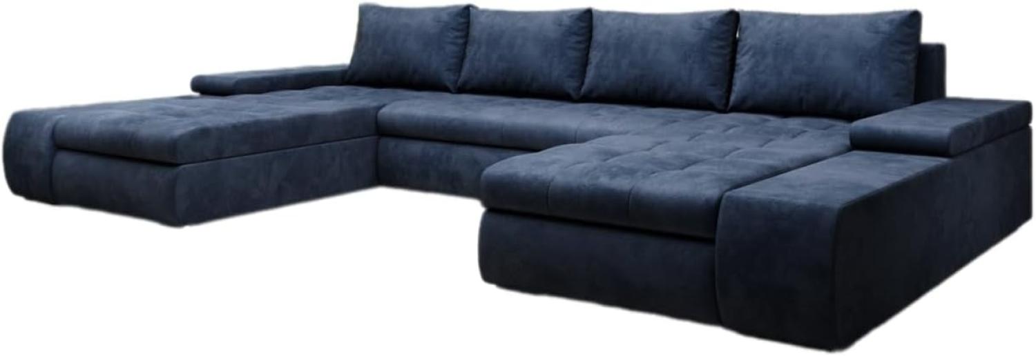 Designer Sofa Martino mit Schlaffunktion Samt Blau Bild 1