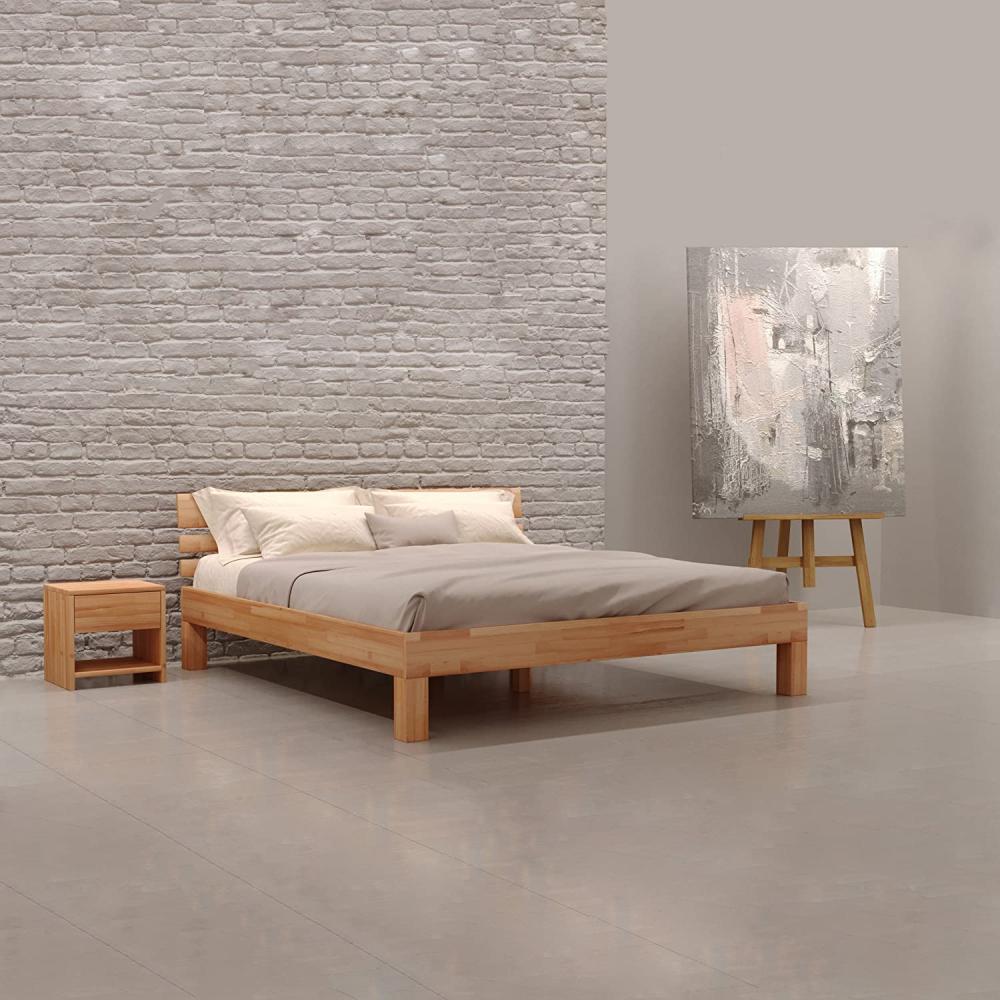 Krok Wood Massivholzbett Julia mit Kopfteil in Buche 140x200 cm Bild 1