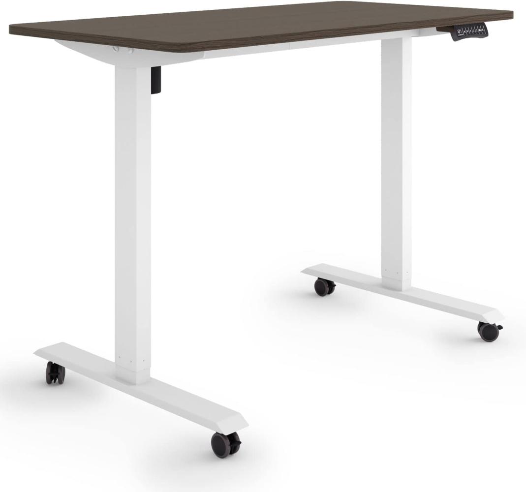 ESMART Germany ETX-121WE 120x60cm Ebenholz Dekor Ergonomischer Steh-Sitz-Schreibtisch auf Rollen Stufenlos elektrisch höhenverstellbar 78,5-128,5cm 3X Memory Aktivitätserinnerung Soft-Start/Stopp Bild 1