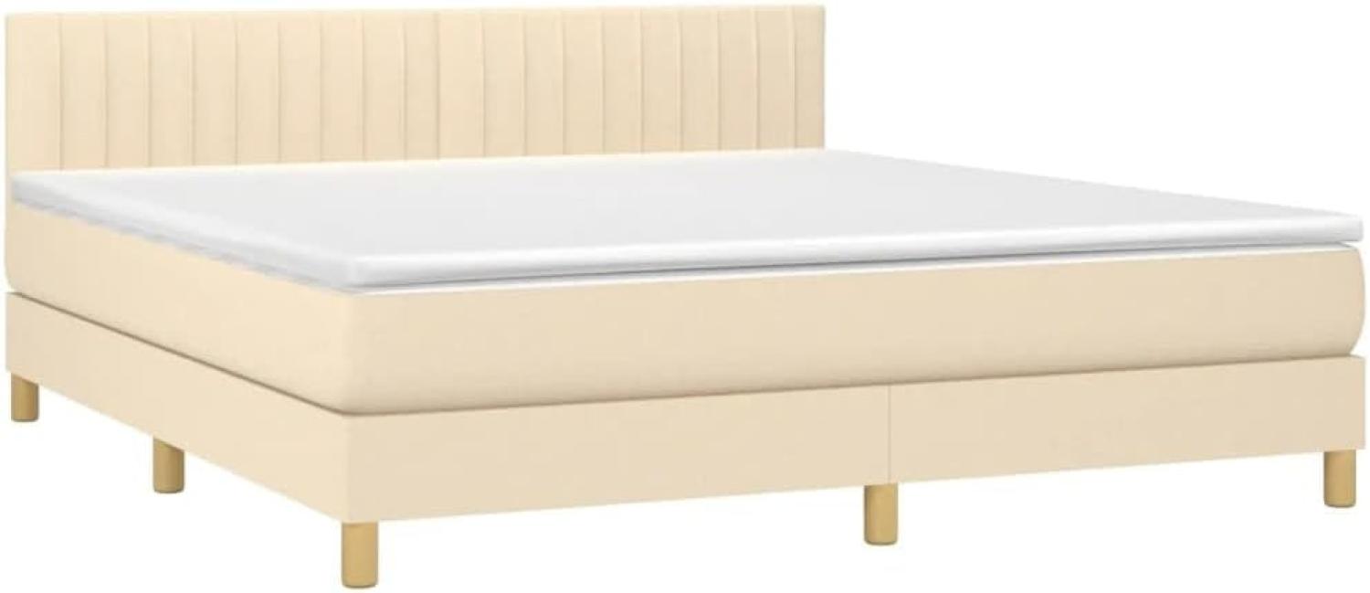 vidaXL Boxspringbett mit Matratze Creme 160x200 cm Stoff 3140790 Bild 1