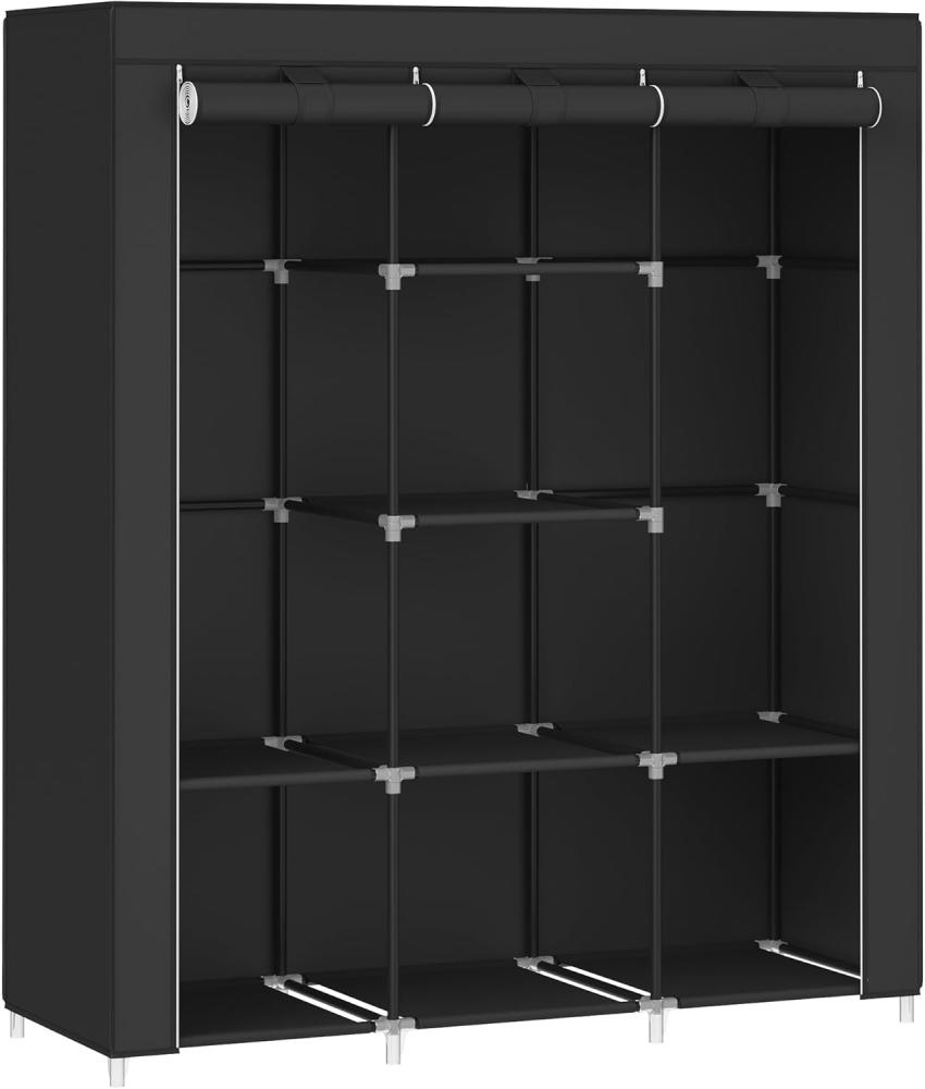 Songmics Kleiderschrank, Garderobe, Kleiderständer mit Vliesstoffbezug, Hängestangen, Ablagen, 45 x 130 x 168 cm, große Kapazität, für Schlafzimmer, Wohnzimmer, tintenschwarz RYG096B01 Bild 1