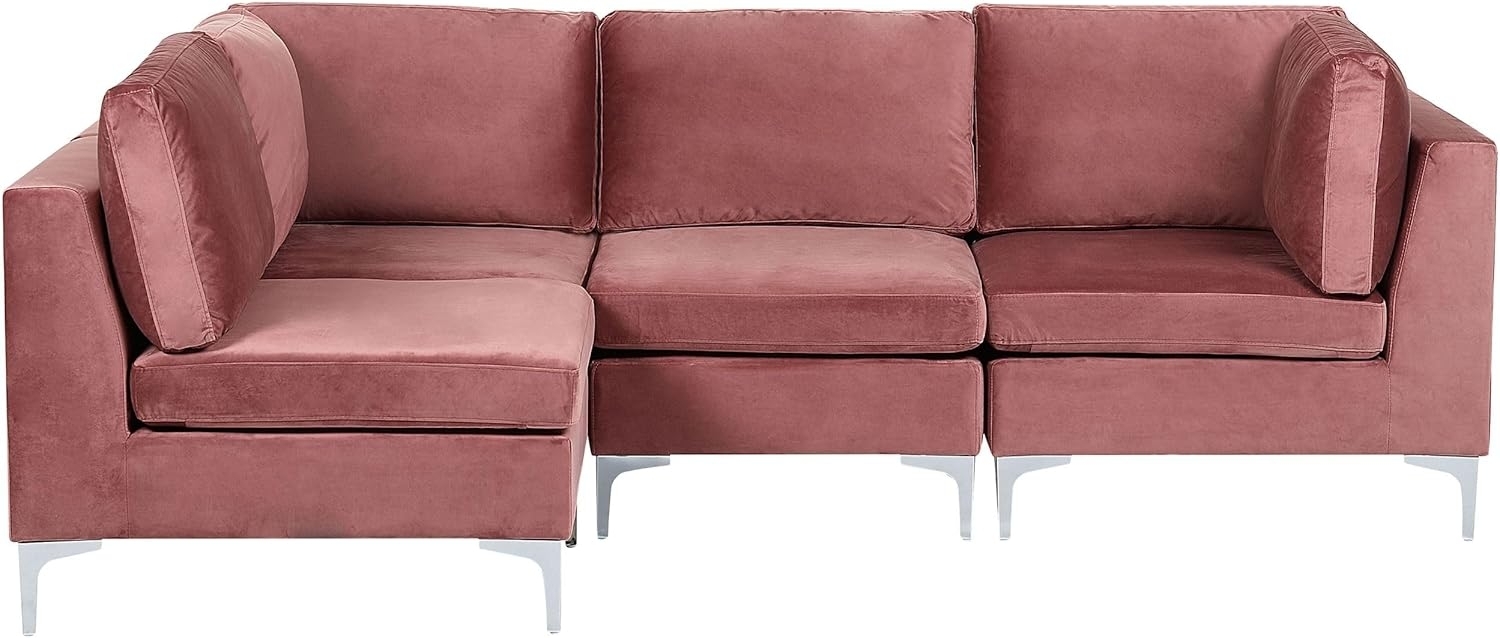Ecksofa EVJA Samtstoff Rosa Rechtsseitig Bild 1