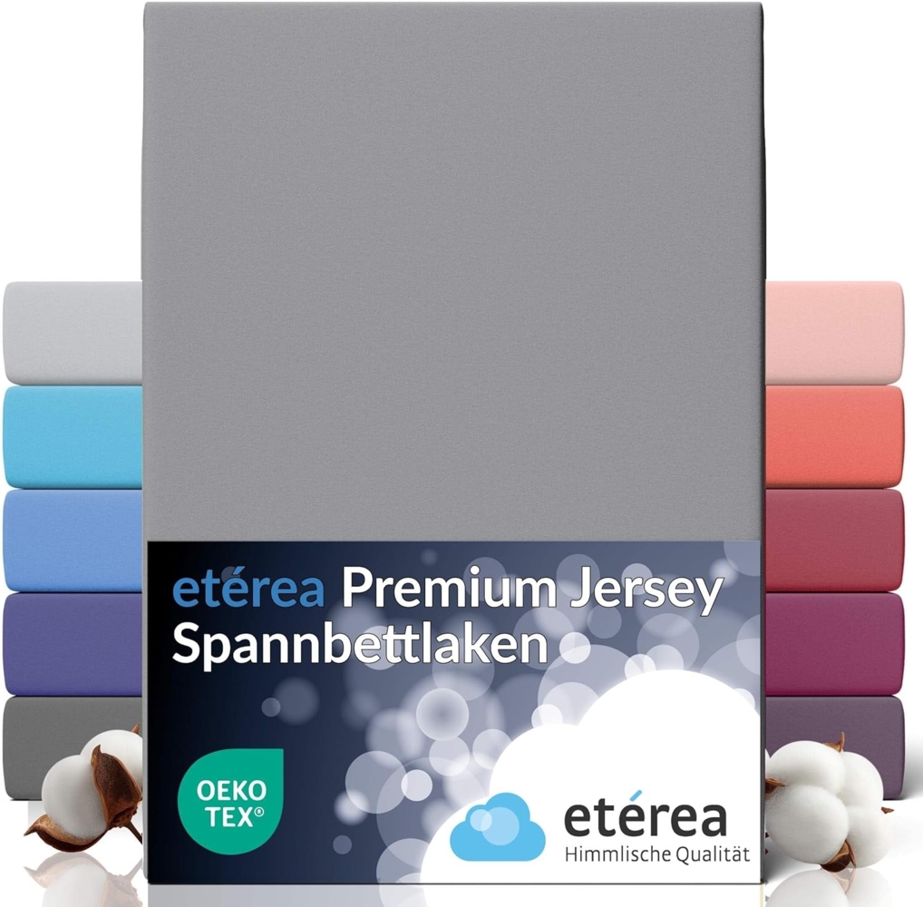 etérea Premium Jersey Spannbettlaken Grau 140x200 - 160x200 cm Bild 1