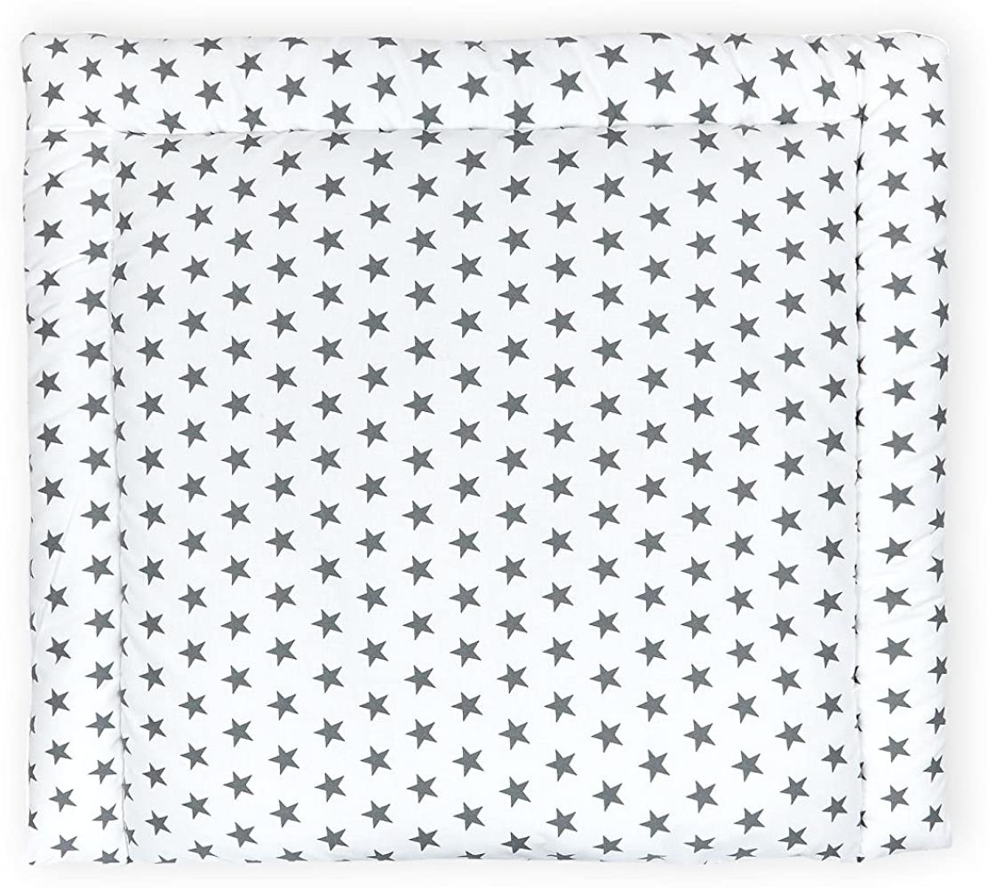 KraftKids Wickelauflage in kleine graue Sterne auf Weiss, Wickelunterlage 75x70 cm (BxT), Wickelkissen GSW112 Bild 1