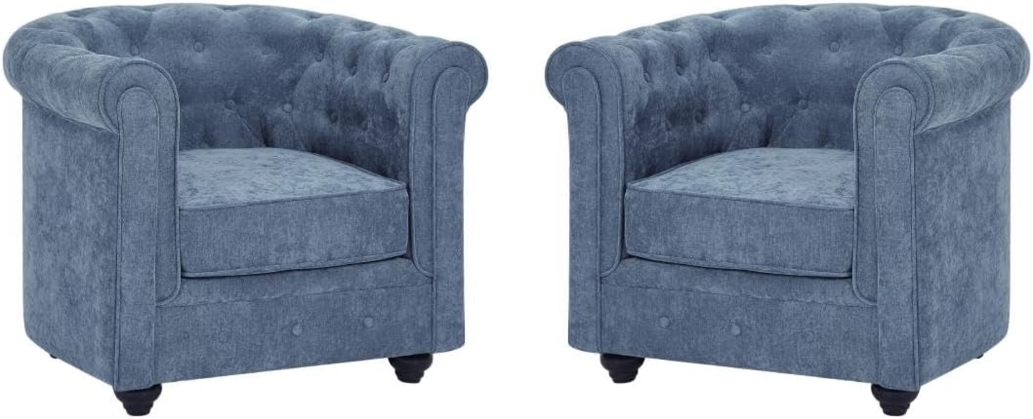 Vente-unique - 2er-Set Sessel - Stoff - Blau - CHESTERFIELD Bild 1