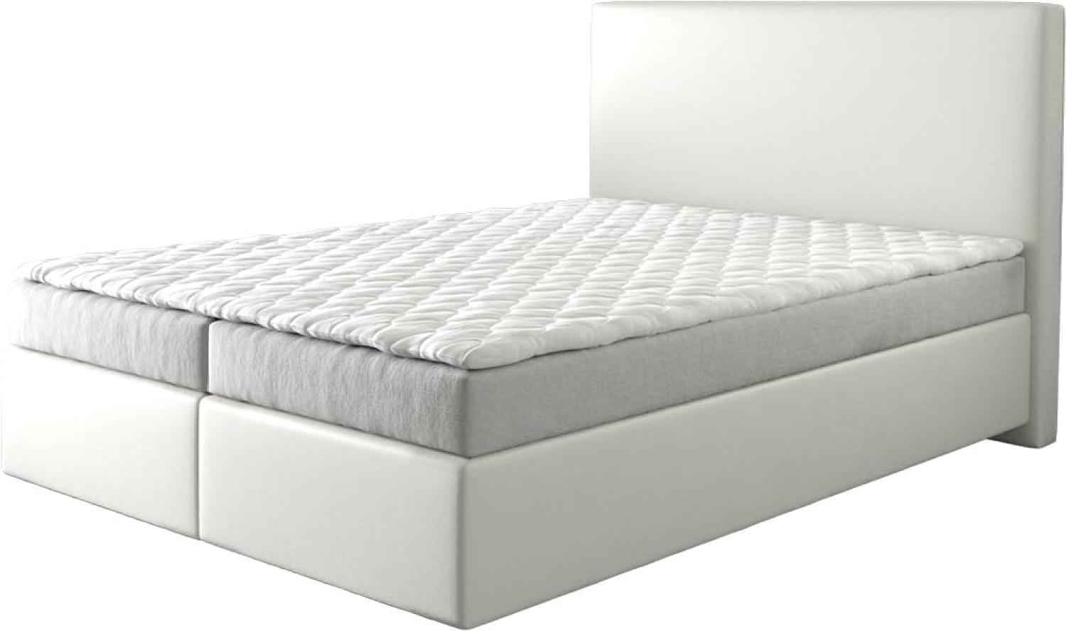 Boxspringbett Dream-Well Kunstleder Weiß 140x200 cm mit Matratze und Topper Bild 1