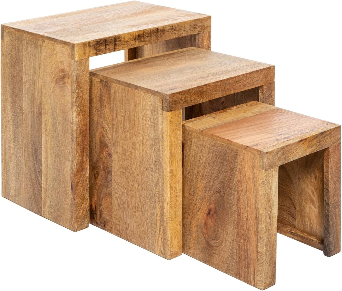 riess-ambiente Beistelltisch MAKASSAR 45cm natur (Set, 3-St), Massivholz · Handarbeit · Holztisch · Mangoholz Bild 1