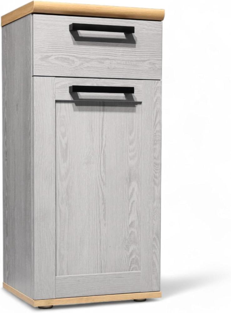 BERGEN Badezimmer Kommode in Grau, Artisan Eiche Optik - Badezimmerschrank Bad Schrank mit viel Stauraum - 38 x 82 x 31 cm (B/H/T) Bild 1