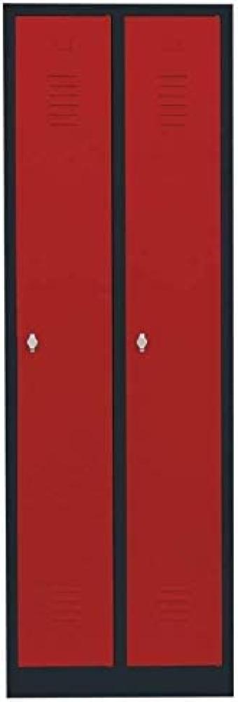 Steelboxx Spind Garderobenschrank Stahlschrank Metallschrank Kleiderspind 180 x 60 x 50cm Anthrazit/Rot 2 Abteile 510124AR Bild 1