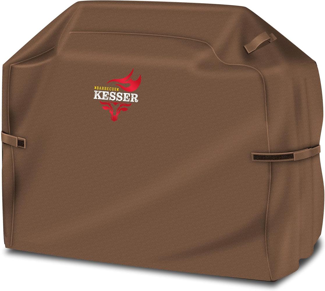 KESSER® Premium BBQ Grillabdeckung Gasgrill Grillhaube Abdeckung Wetterfest - für Weber, Brinkmann, Char Broil Grill Abdeckhaube Schutzhülle | 600D Oxford- Gewebe Reißfest Braun, 147 x 61 x 122 cm (BxTxH) Bild 1