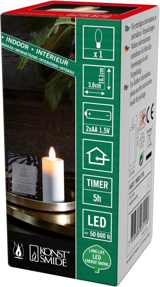 KONSTSMIDE No. 1603-115 LED Kerze cremeweiss 10cm Timer batteriebetrieben Bild 1