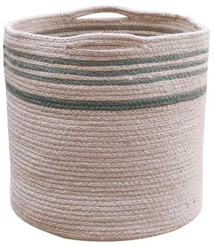 Aufbewahrungskorb „Basket Twin Vintage Blue\", in natural und vintage blau, aus Baumwolle, 30 x 30 cm, von Lorena Canals Bild 1