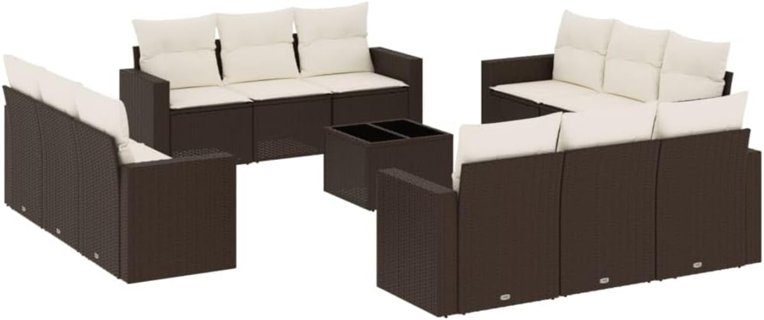 vidaXL 13-tlg. Garten-Sofagarnitur mit Kissen Braun Poly Rattan 3251120 Bild 1