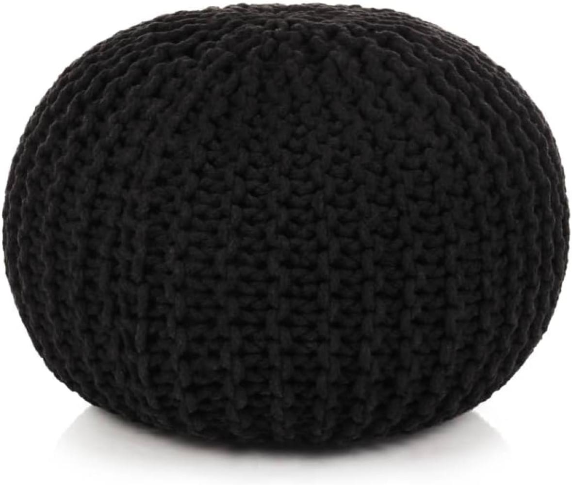 Handgestrickter Pouf Baumwolle 50x35 cm Schwarz Bild 1