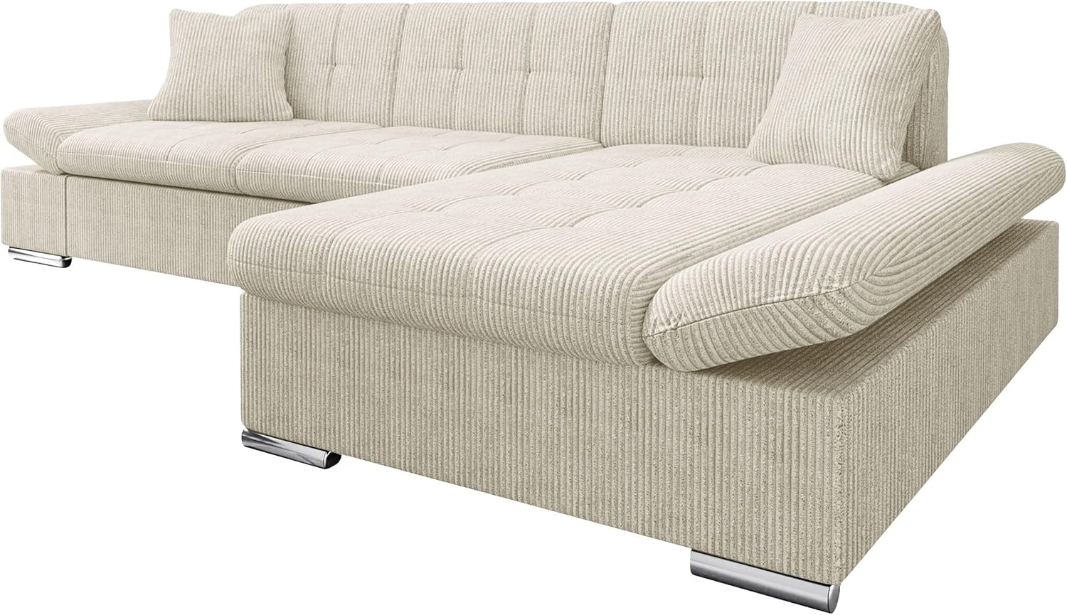 'Malwi' Ecksofa Cord, Beige, 76 x 161 x 278 cm, Rechts Bild 1