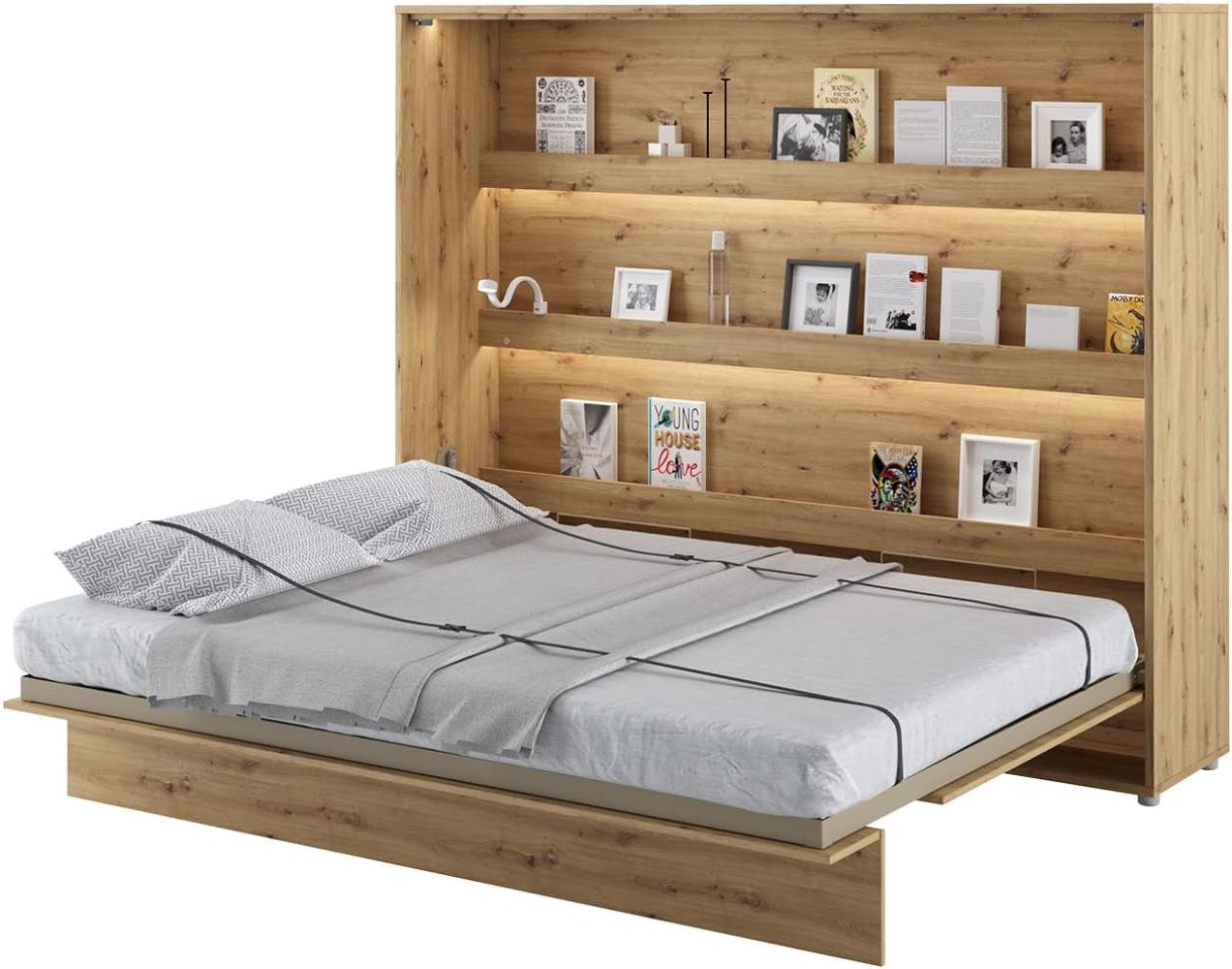 MEBLINI Schrankbett Bed Concept - BC-14 - 160x200cm Horizontal - Artisan Eiche - Wandbett mit Lattenrost - Klappbett mit Schrank - Wandklappbett - Murphy Bed - Bettschrank Bild 1