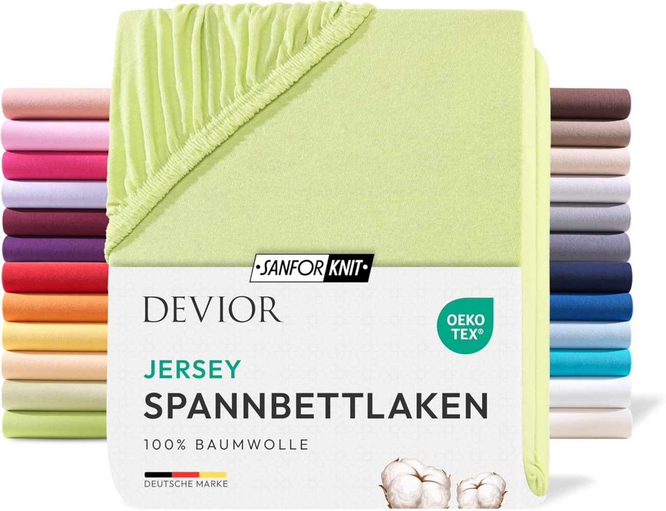 Devior Spannbettlaken für Topper bis 10cm Höhe, aus 100% atmungsaktiver Baumwolle 135 g/m², Jersey, Gummizug: Rundumgummizug, Bettlaken für Topper und dünne Matratzen - extra weniger Stoff Bild 1