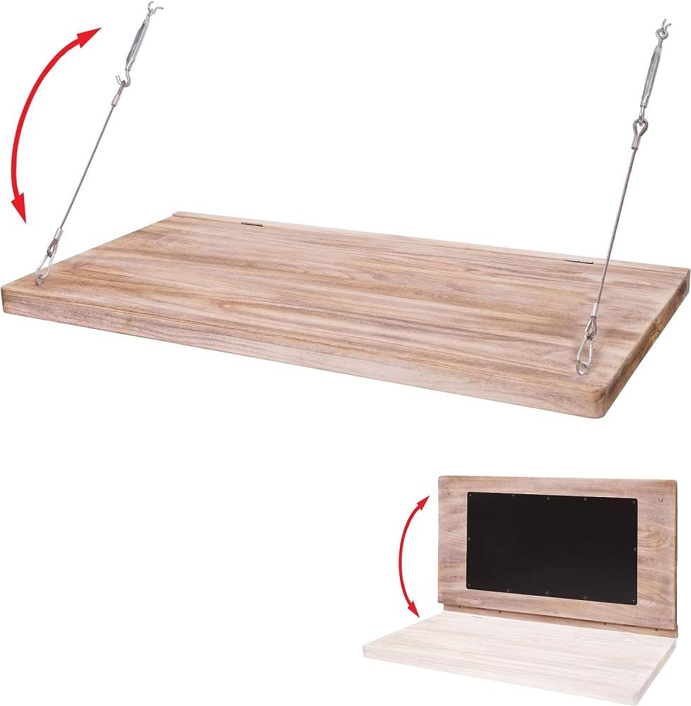 Wandtisch HWC-H48, Wandklapptisch Wandregal Tisch mit Tafel, klappbar Massiv-Holz ~ 100x50cm Bild 1